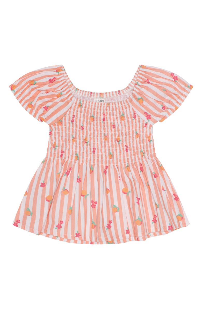 PL Baby by Petit Lem Stripe Woven Top, Shorts & Headband Set, Alternate, color, Peaches