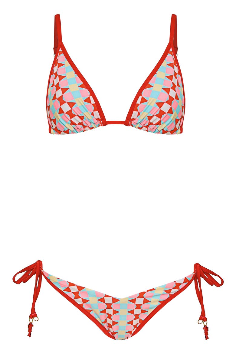 Geomatrix Dreamscape Reversible Side Tie Bikini Bottoms, Alternate, color, OPEN RED