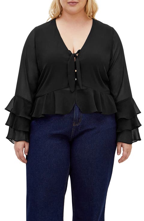 Trixie Ruffle Peplum Top (Plus)