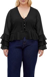 City Chic Trixie Ruffle Peplum Top