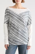 GO COUTURE Stripe Boat Neck Sweater