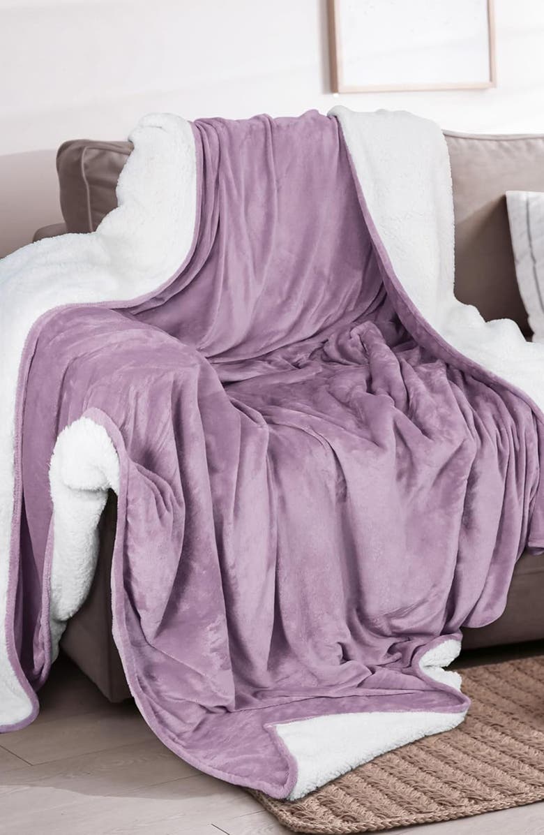 Faux Shearling Fleece Throw Blanket