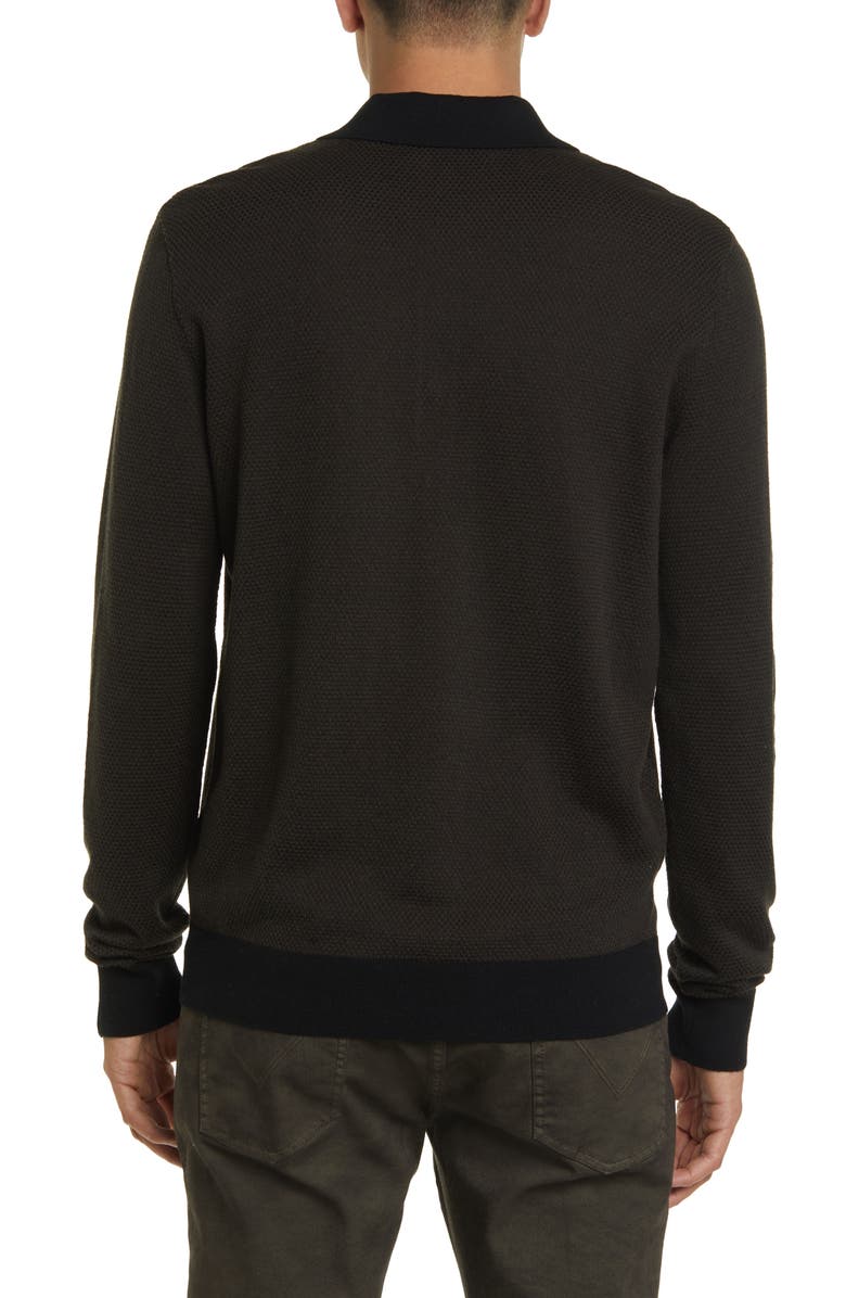 rag & bone Harrow Wool Blend Long Sleeve Polo, Alternate, color, Army Multi