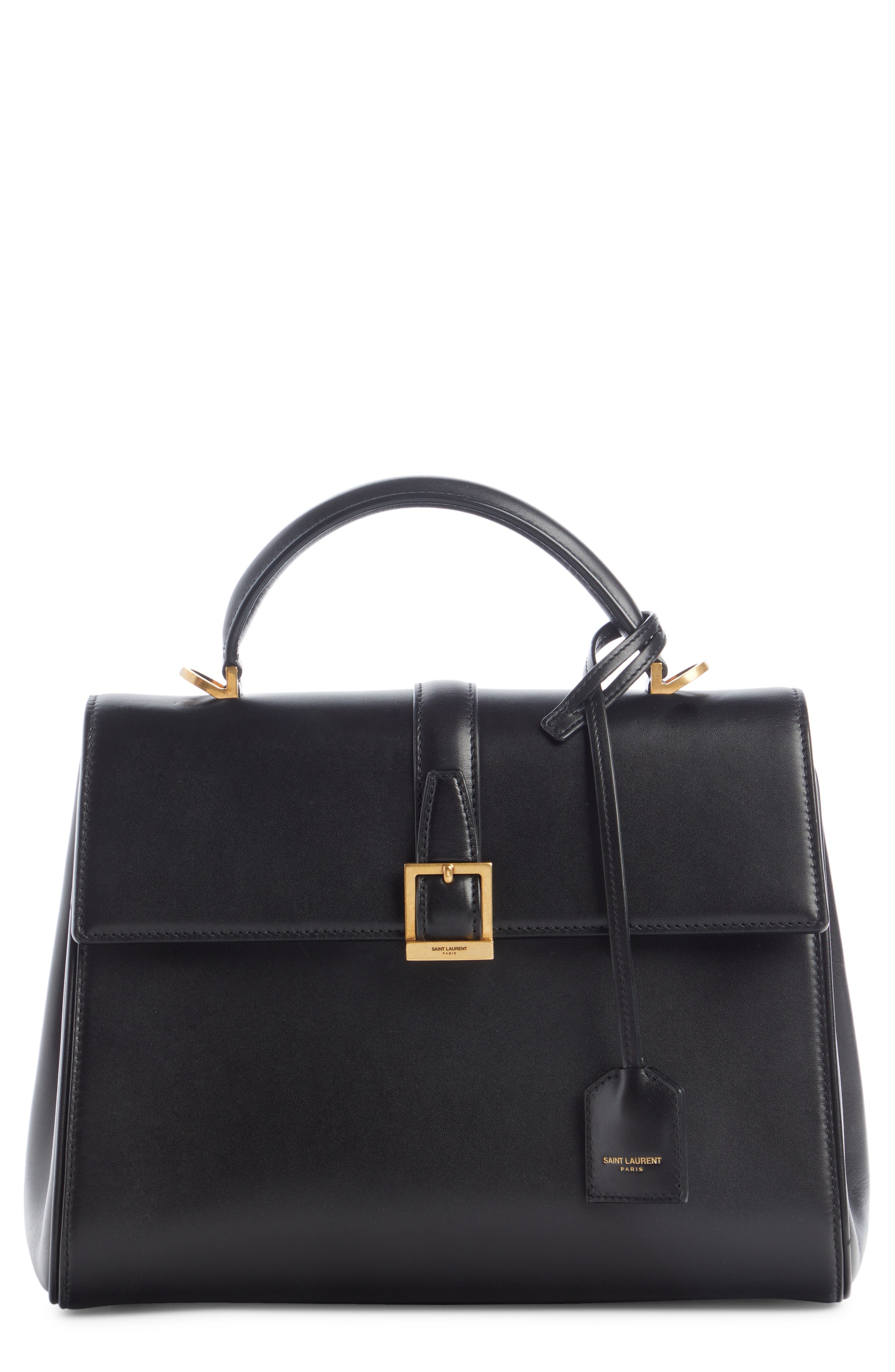 Saint Laurent Small Le Fermoir Leather Top Handle Bag, Main, color, 