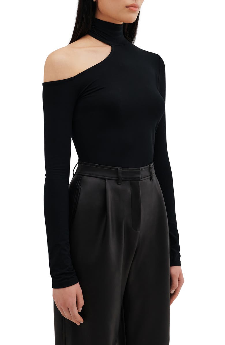 Two Lines by Marcella Elmhurst Cutout Long Sleeve Top, Alternate, color, Black