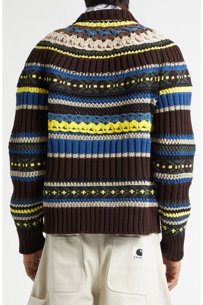 Mix Knit Cardigan, Alternate, color, BROWN