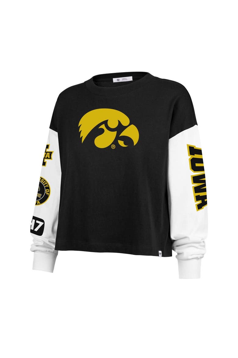 Women's '47 Black Iowa Hawkeyes Sydney Long Sleeve T-Shirt, Alternate, color, Black