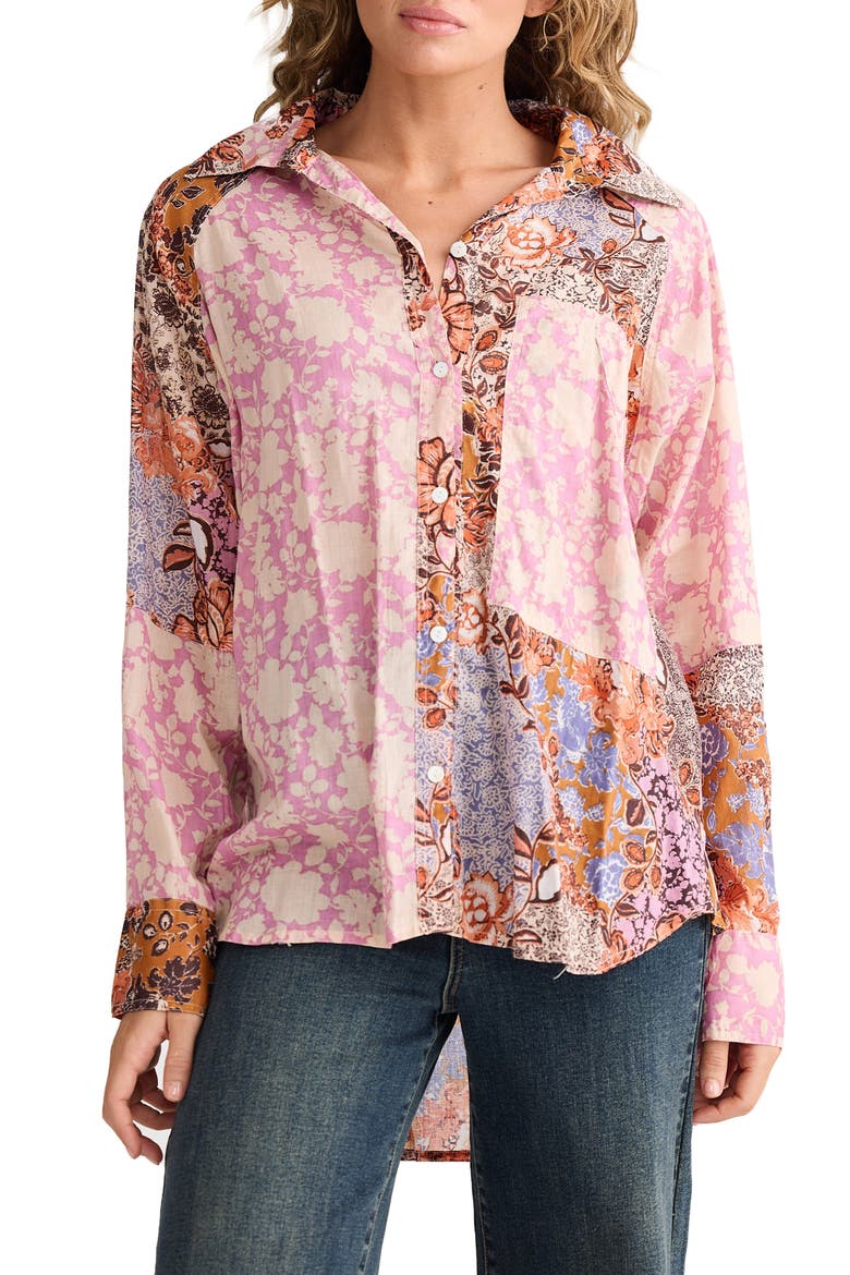 Freefalling High-Low Shirt, Main, color, DREAM WEAVER/ MEADOW MUSE