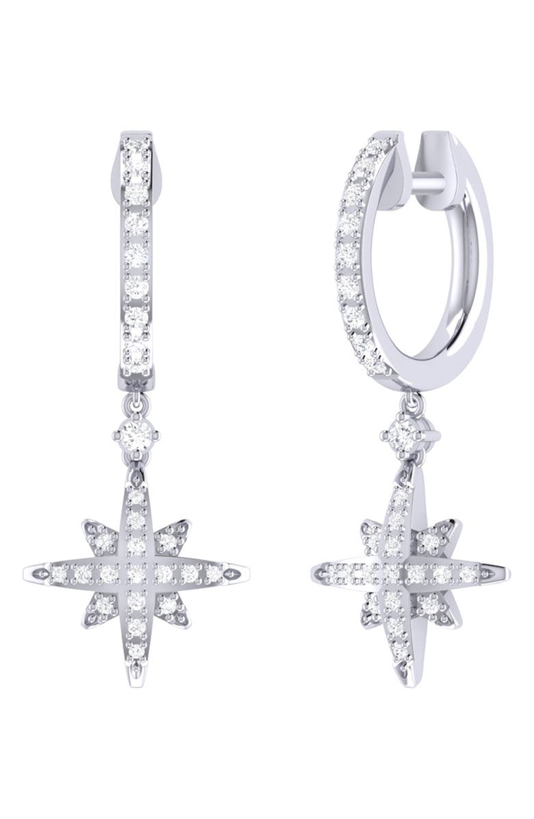 LuvMyJewelry Supernova Star Drop Huggie Hoop Earrings, Main, color,