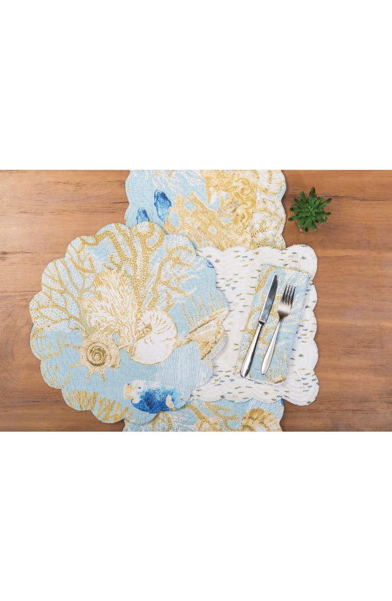 C&F Home Belmont Reef Reversible Graphic Print Machine Washable Quilted Table Runner 14" x 51", Alternate, color, Yellow