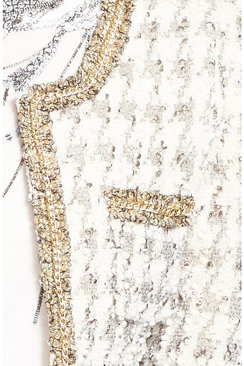 'Tania' Embellished Houndstooth Tweed Jacket, Alternate, color, BEIGE