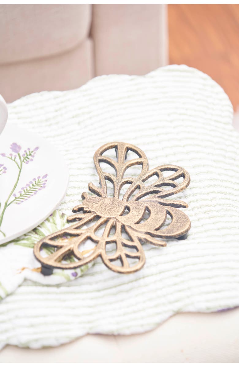 Gallerie II Bee Metal Serving Kitchen Trivet 4.65" x 7.87", Alternate, color, Gold