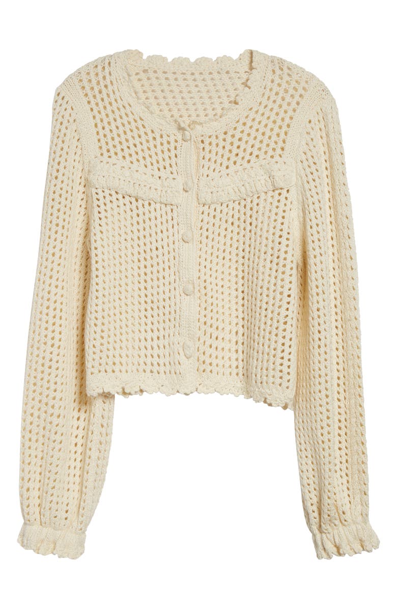 Cinq à Sept Ione Open Stitch Crop Cardigan, Alternate, color, Ivory