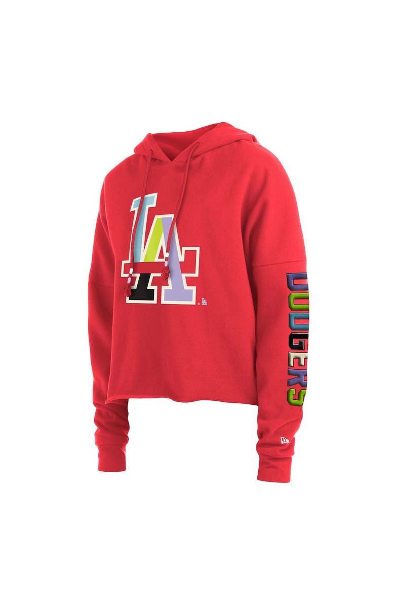 New Era Women's New Era Red Los Angeles Dodgers Fashion High Hip Pullover Hoodie, Alternate, color, 