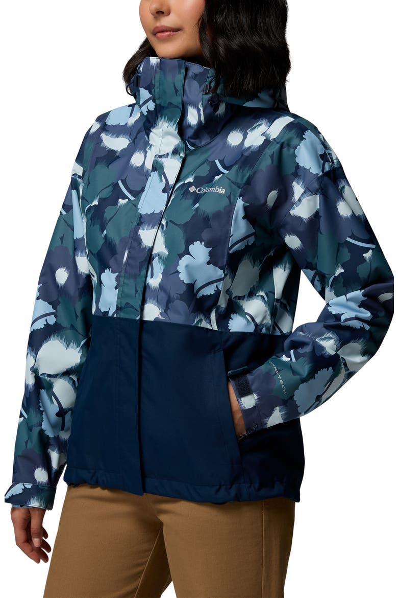 Hikebound Waterproof Hooded Rain Jacket, Alternate, color, COLLEGIATE NAVY IKAT