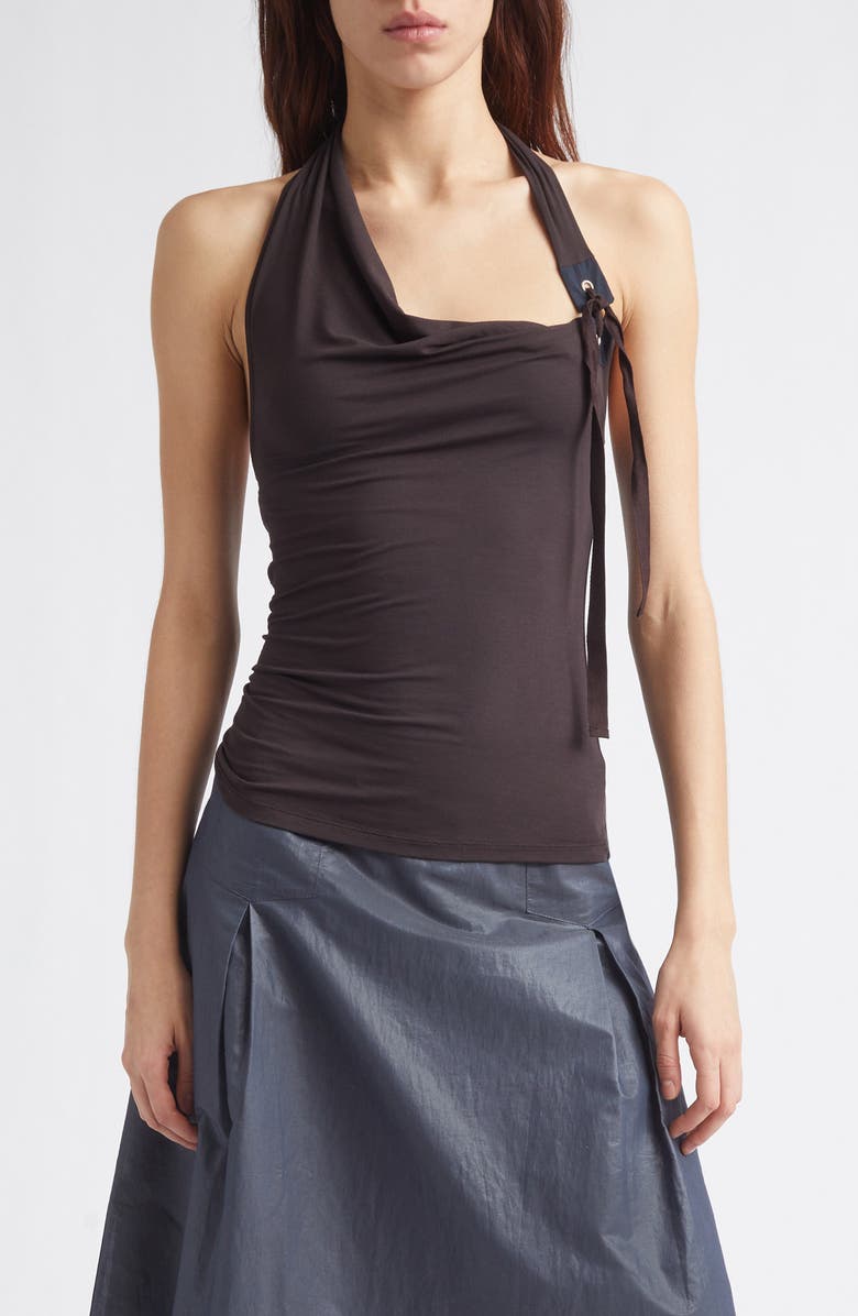 Paloma Wool Simulet Side Tie Jersey Halter Top, Main, color, 323 - Brown