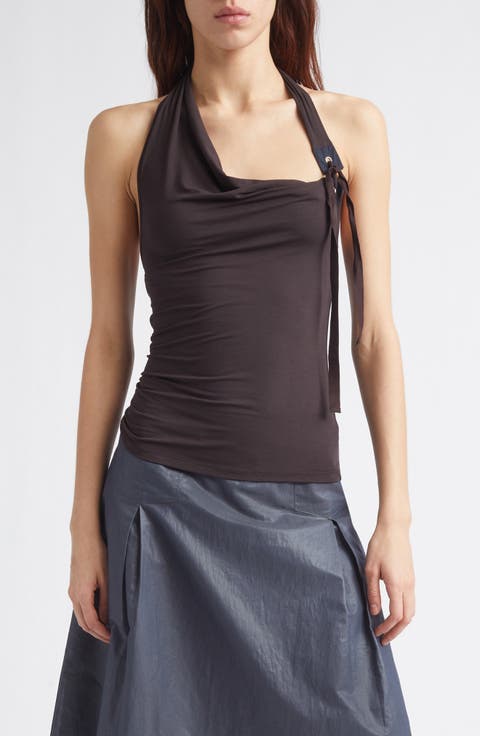 Simulet Side Tie Jersey Halter Top