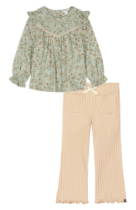 Kids' Ruffle Print Top & Flared Leggings Set (Toddler & Little Kid)