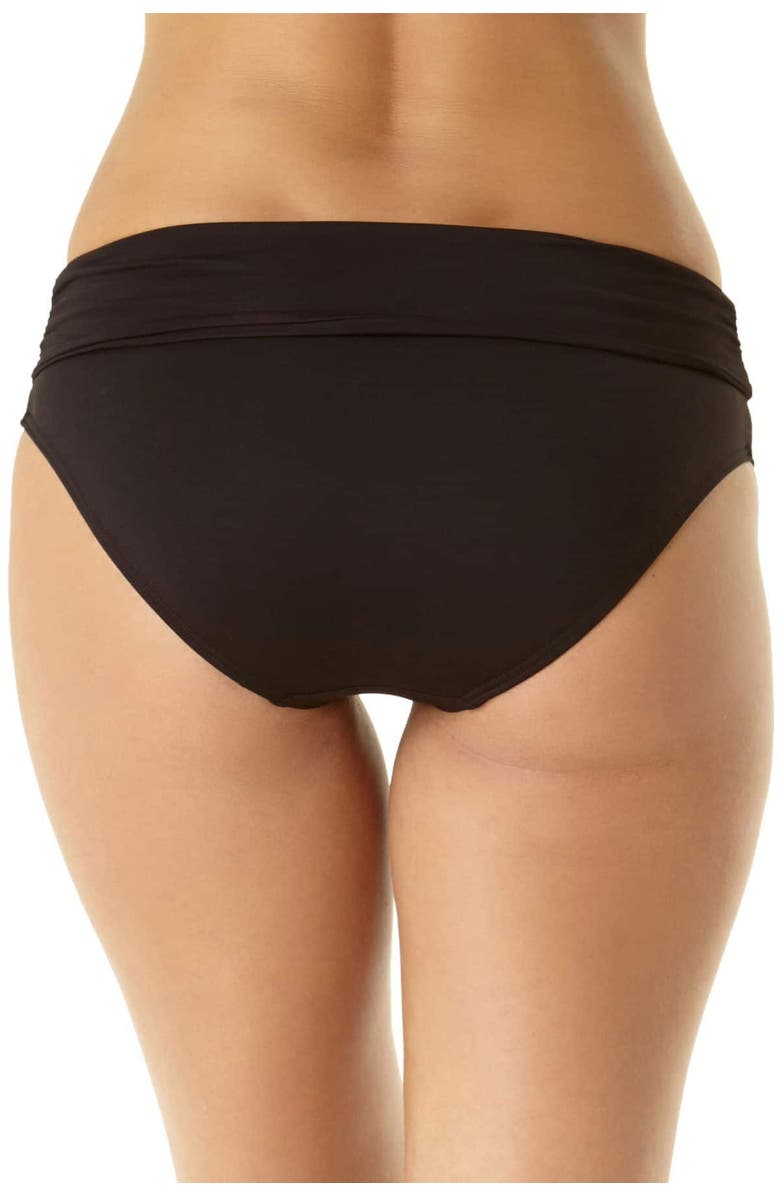 Anne Cole Women's Live In Color Convertible High Waist Shirred Swim Bottom, Alternate, color, Black