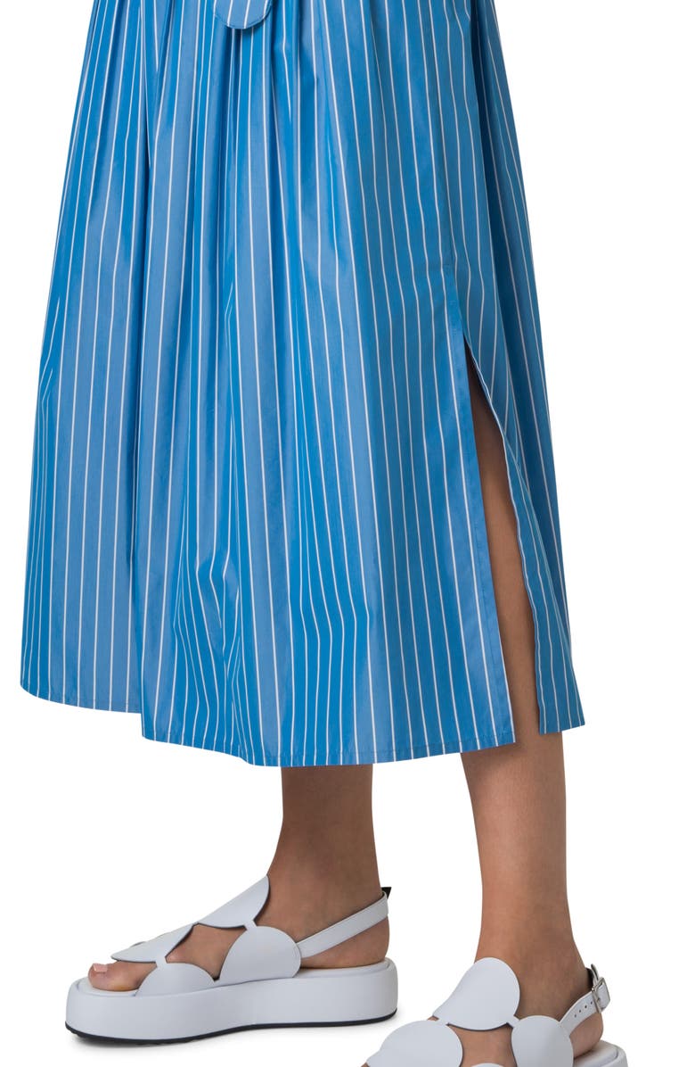 Akris punto Pajama Stripe Belted Pleated Cotton Midi Skirt, Alternate, color, 