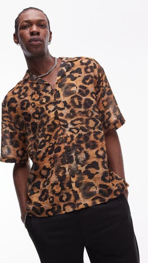 トップス Camp Shirt Animal Print Patchwork Topman Animal Print Camp Shirt | Nordstrom