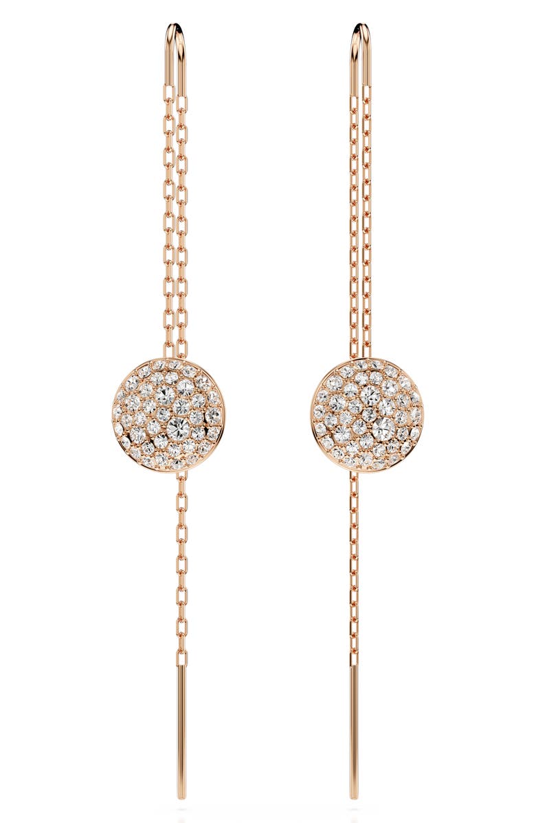 Swarovski Sublima Threader Earrings, Main, color, Rose Gold