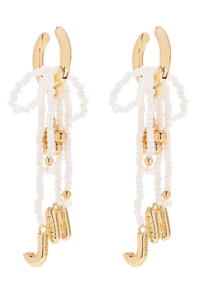 MJ Balloon Bead & Freshwater Pearl Drop Earrings, Main, color, GOLD/ CREAM