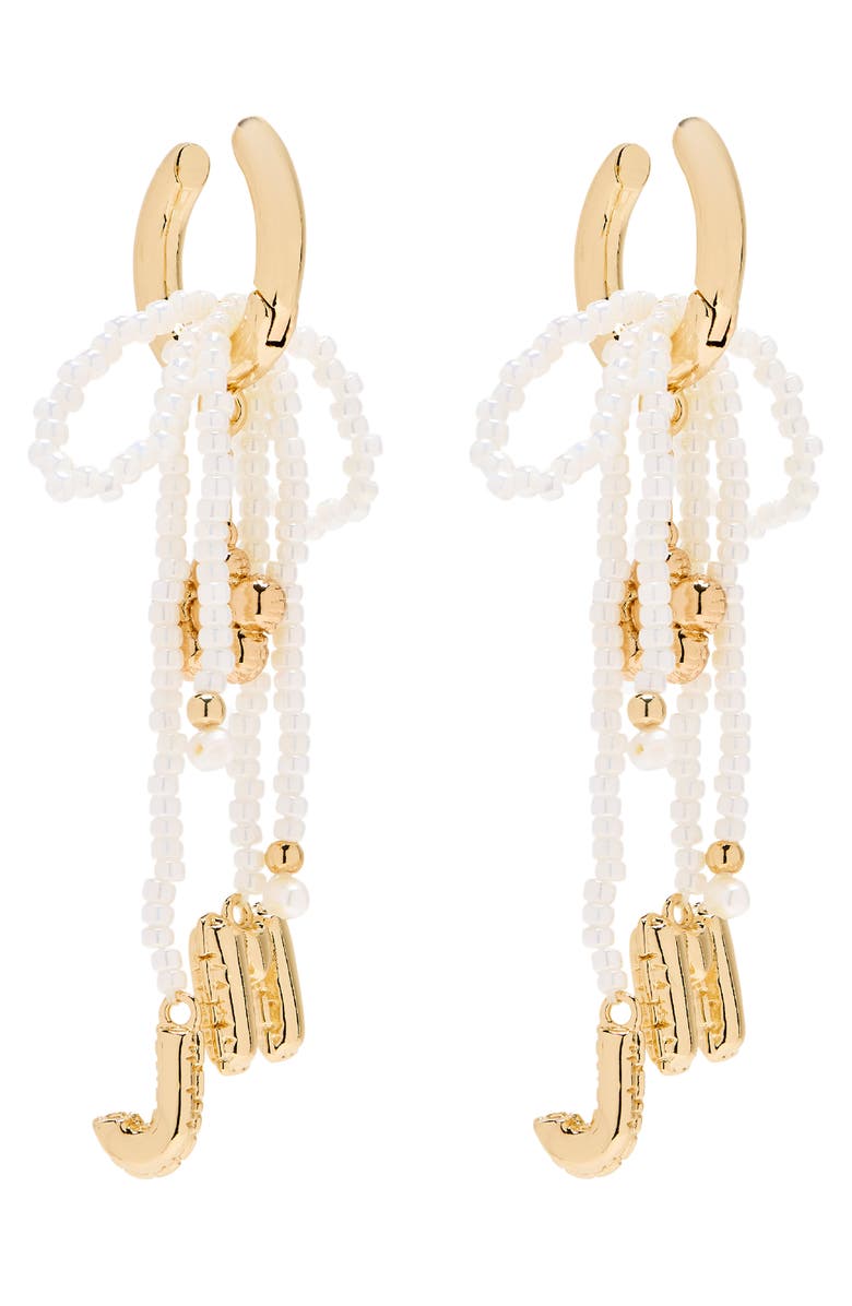 Marc Jacobs MJ Balloon Bead & Freshwater Pearl Drop Earrings, Main, color, Gold/ Cream