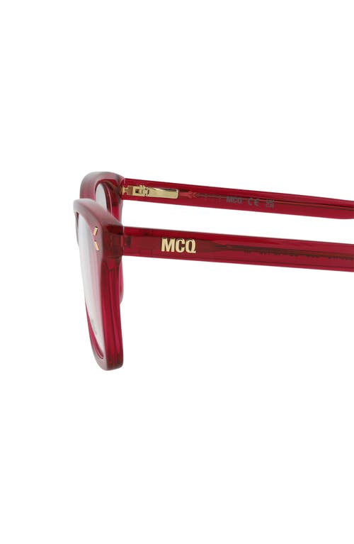 Alexander Mcqueen Mcqueen 48mm Square Optical Glasses In Burgundy Burgundy Transparent