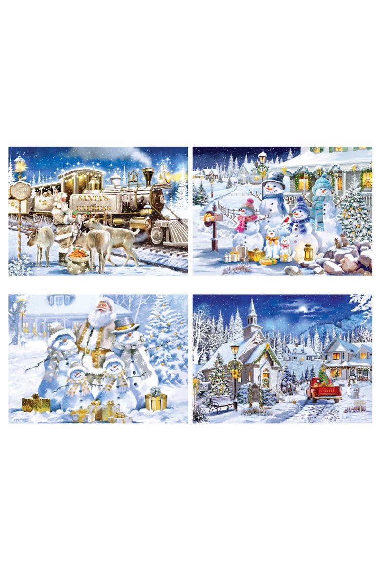 Glitter & Gold 500 Piece Puzzles 4-Pack, Alternate, color, Multicolor