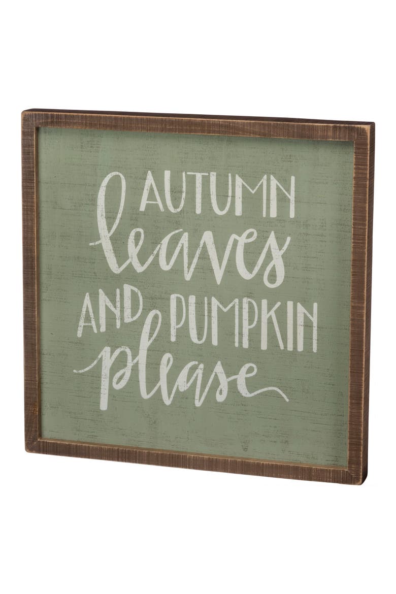 Autumn Leaves Inset Box Sign, Main, color, GREEN