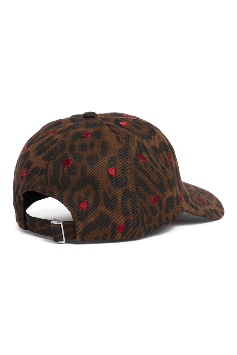Heart Embroidered Leopard Baseball Cap, Alternate, color, BROWN