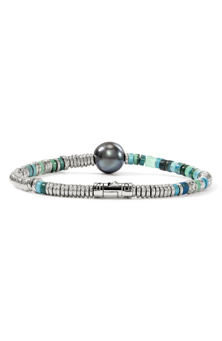 John Hardy Heishi Freshwater Pearl & Bead Silver Bracelet, Alternate, color, Silver/ Turquoise