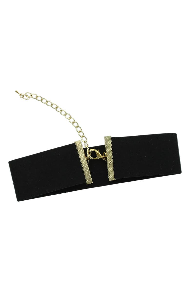 OLIVIA WELLES Sedona Faux Suede Choker Necklace, Alternate, color, Gold / Black