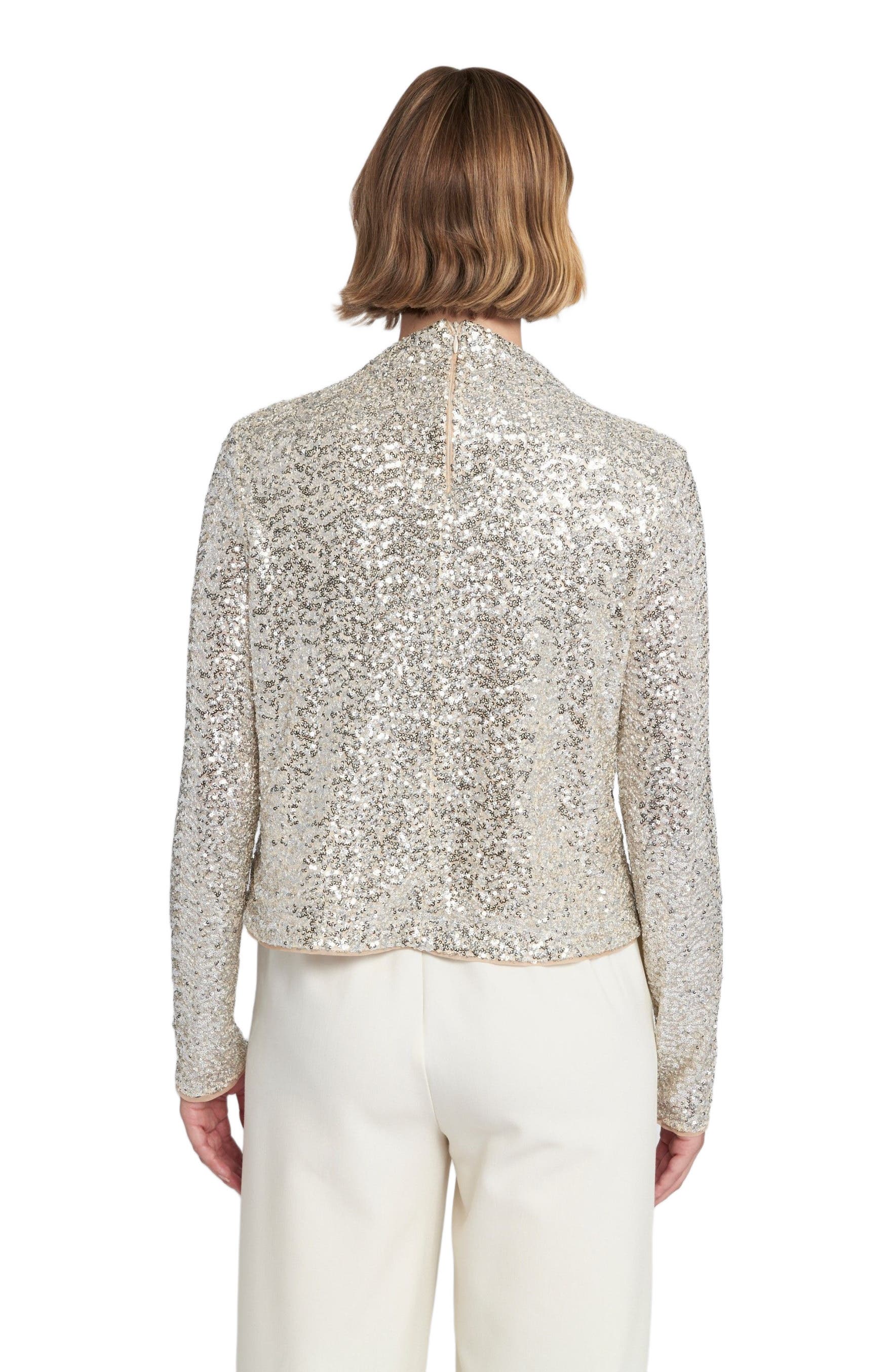 Sequin Knit Mock Neck Top Embellished - image 2