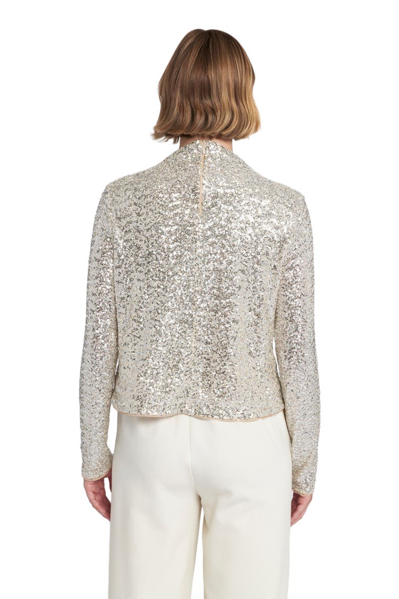 Sequin Knit Mock Neck Top Embellished, Alternate, color, Champagne