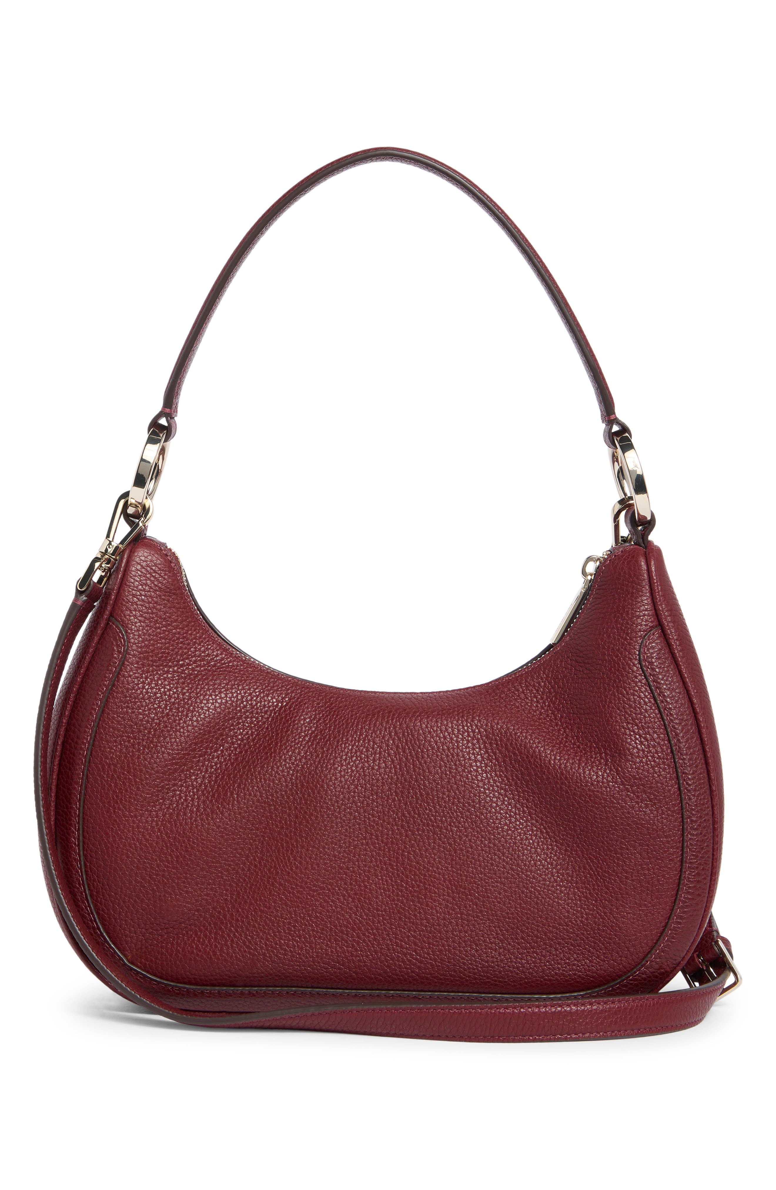 Leila Pebbled Leather Shoulder Bag, Alternate, color, CHERRY JUICE