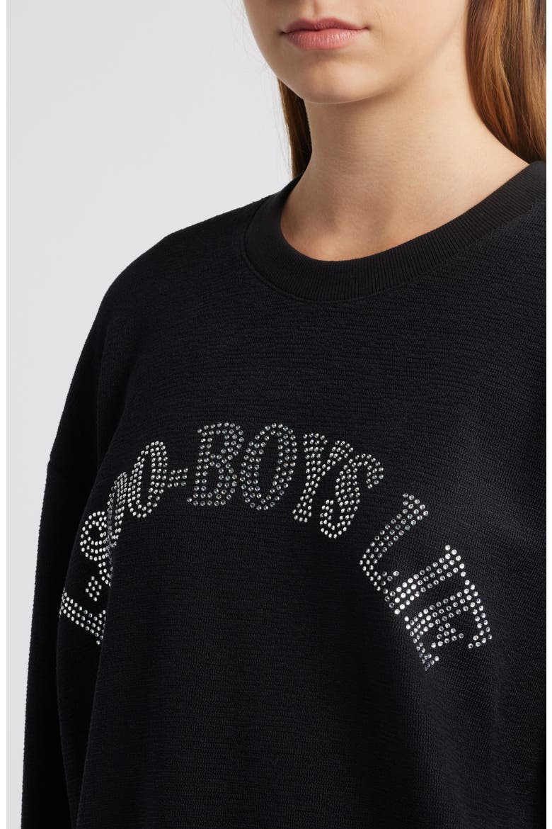 1-800 Kara Cotton Graphic Sweatshirt, Alternate, color, BLACK