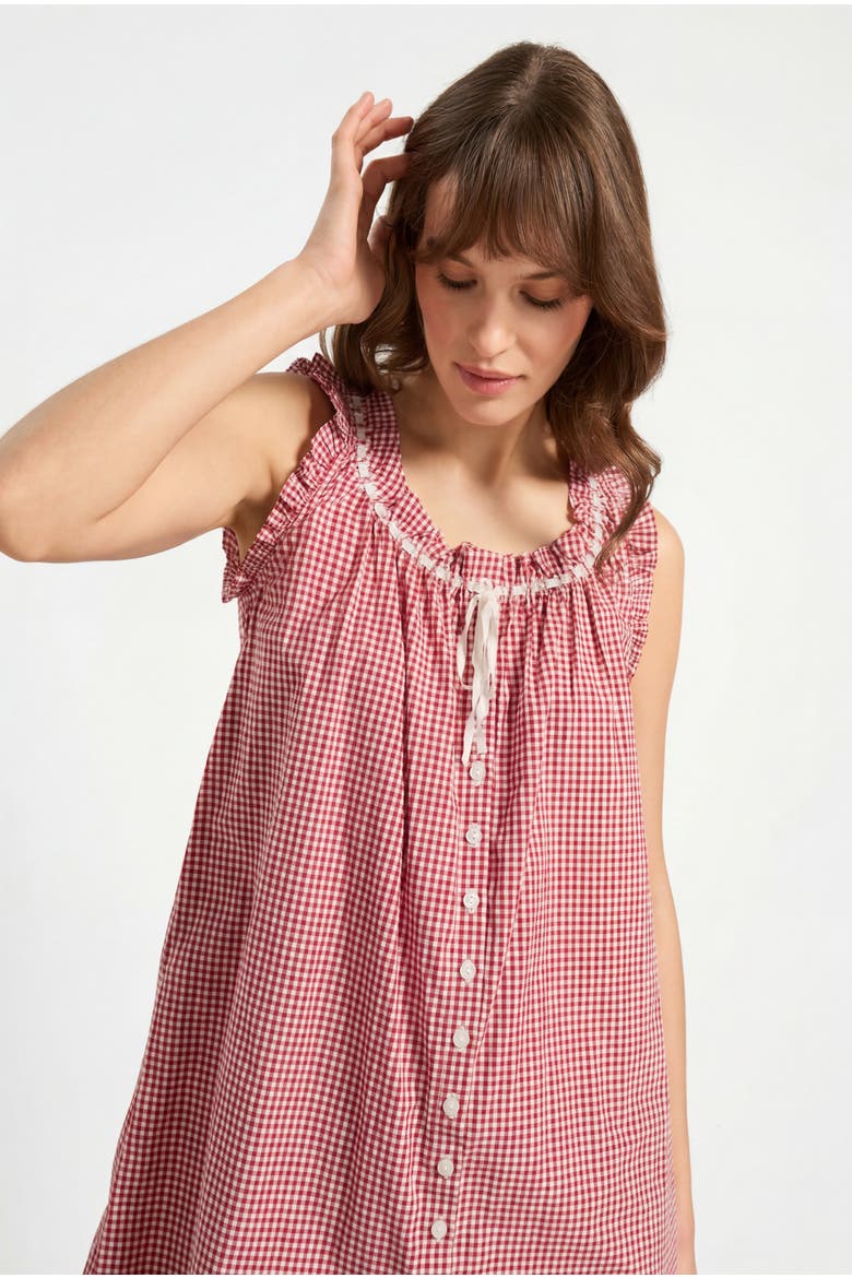 Vita Short Nightdress, Alternate, color, Redcurrant Gingham