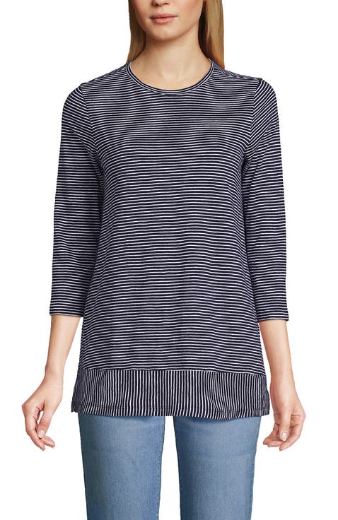 3/4 Sleeve Slub Jersey Swing Tunic