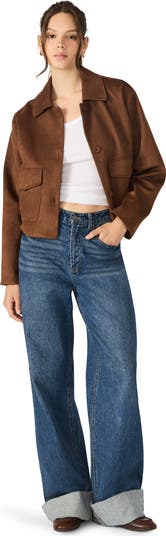 Faux Suede Trucker Jacket