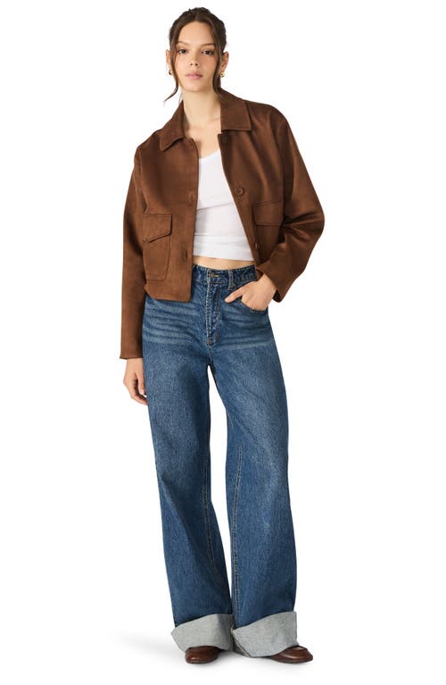 Steve Madden Faux Suede Trucker Jacket In Brown