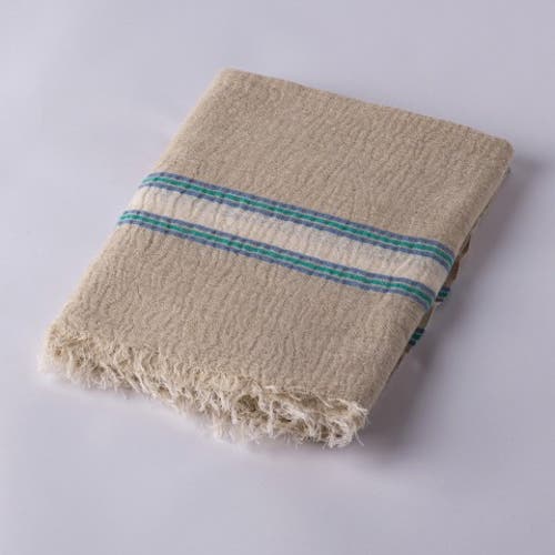 Loom.ist Hand Loomed Muslin Linen Beach Towel In Blue