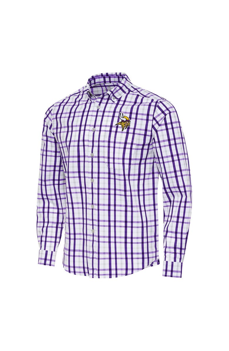 ANTIGUA Men's Antigua Purple/Gray Minnesota Vikings Tending Woven Tri-Blend Long Sleeve Button-Down Shirt, Main, color, Purple