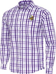 ANTIGUA Men's Antigua Purple/Gray Minnesota Vikings Tending Woven Tri-Blend Long Sleeve Button-Down Shirt