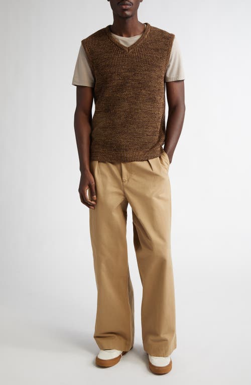 Noah Twisted Yarn Sweater Vest In Tan/brown