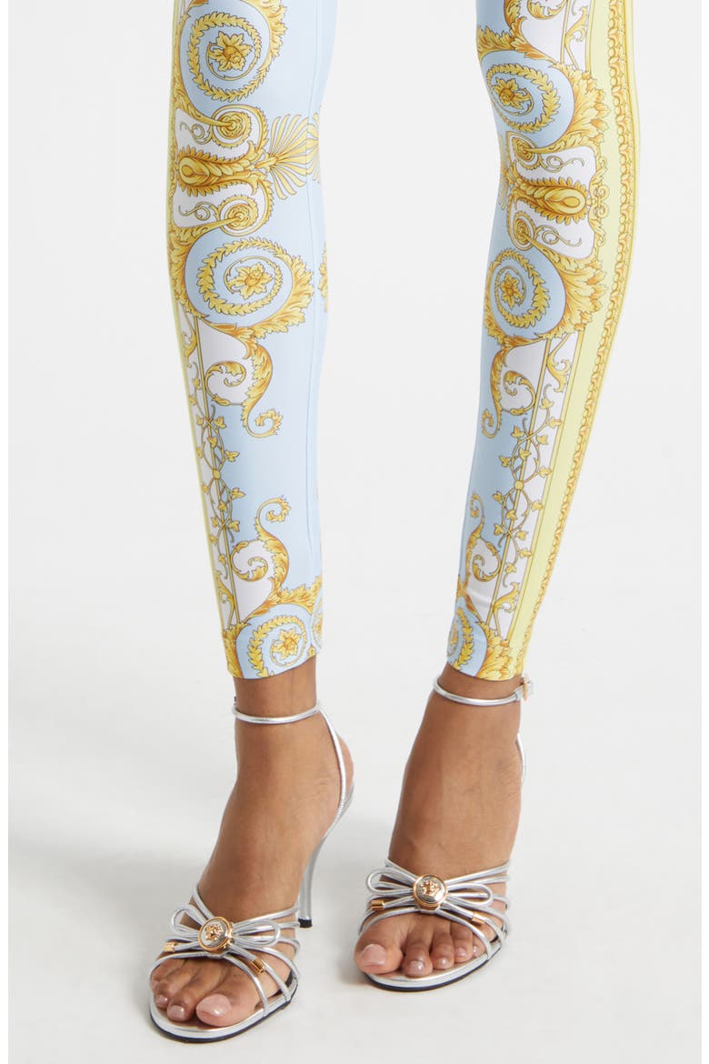 Barocco Print Leggings, Alternate, color, PALE YELLOW PASTEL BLUE
