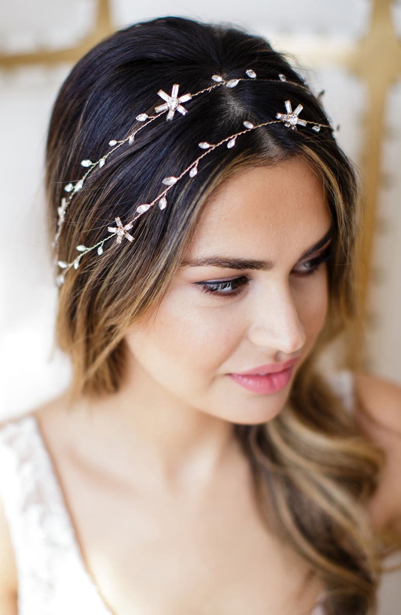 Brides & Hairpins Micah Crystal Double Banded Halo, Alternate, color,