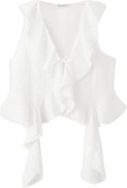 MANGO TEEN Tie Front Ruffle Top