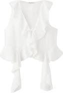 MANGO TEEN Tie Front Ruffle Top